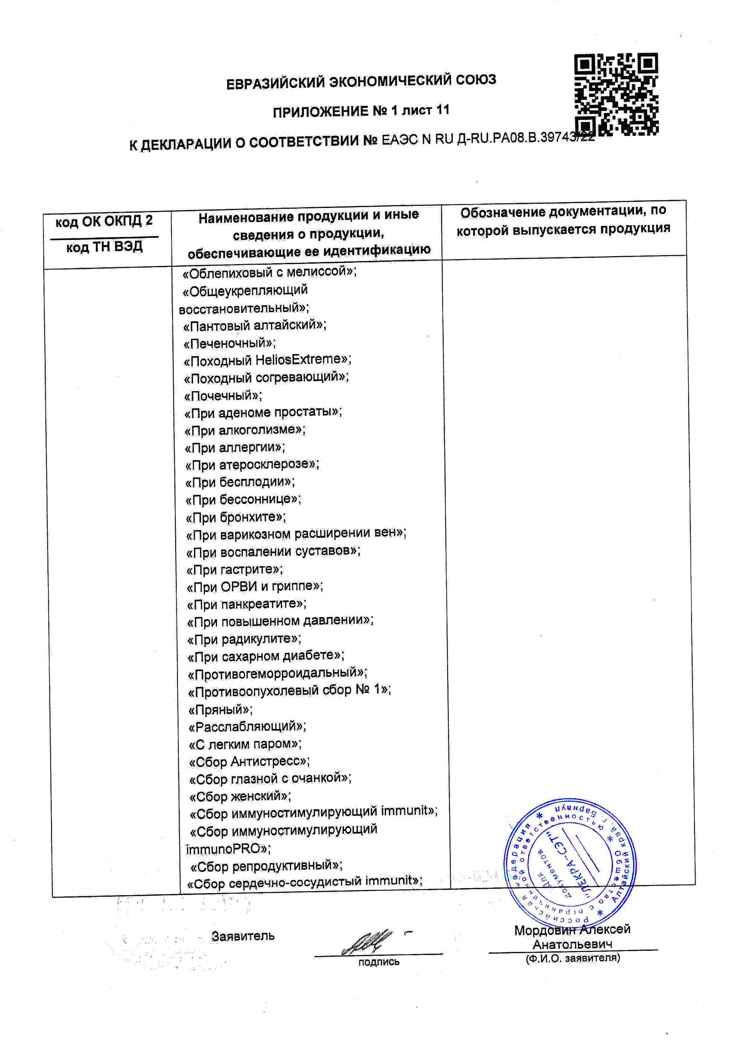 Декларация доп №11